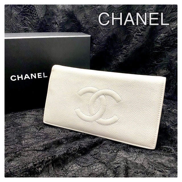 【専用】CHANEL シャネル キャビアスキン 長財布 ホワイト 白
