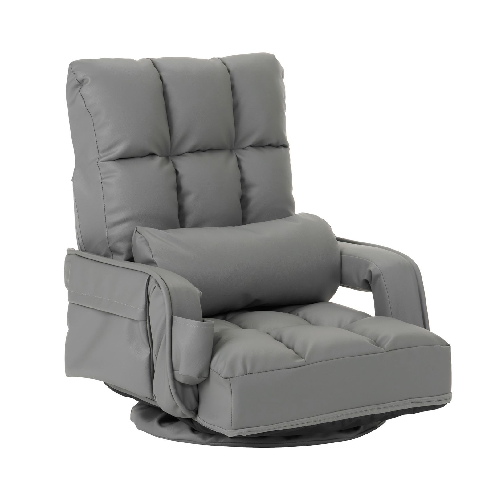 PUレザー回転式座椅子肘掛けハイバック座いす1人掛けソファーライト