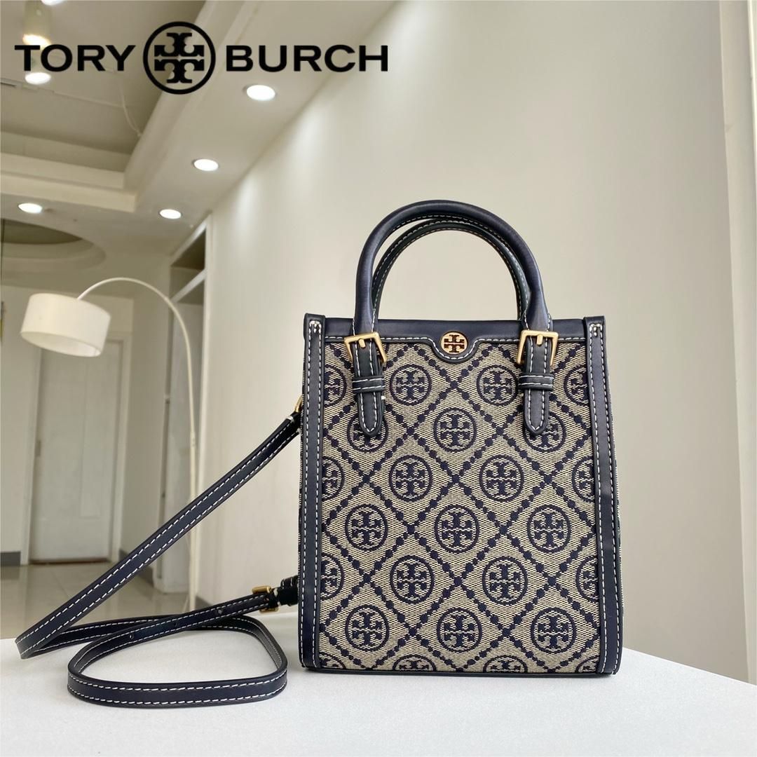 TORY BURCH トリーバーチ ハンドバッグ Tモノグラム ジャカード ミニトート 2WAY ショルダーバッグ アウトレット ネイビーブルー  #87146 - メルカリ