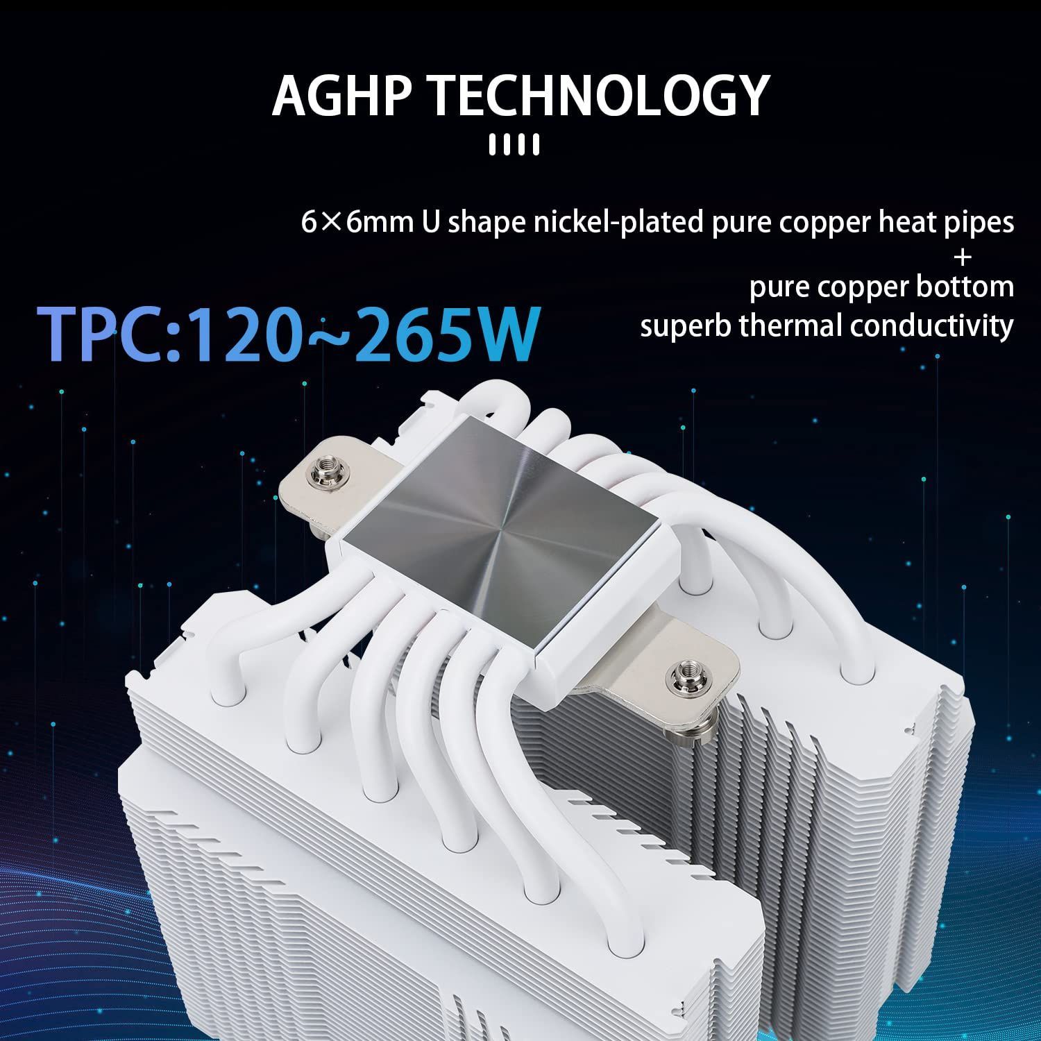 【在庫処分】SE WHITE WHITE ARGBホワイト、6本のホットパイプCPUヒートシンク、ダブル120 SE mm TL-C12CW-S ARGBホワイトCPUエアクーラー、PA120 PWMファン、アルミニウム製ヒートシンクカバー、AGHP技術、AM
