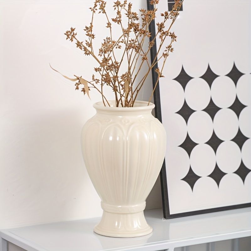 花瓶 ヨーロッパ 北欧 レリーフ シンプル おしゃれ かわいい インテリア フラワーベース 花器 観葉植物 プレゼント 白 ホワイト 4-7 -  メルカリ