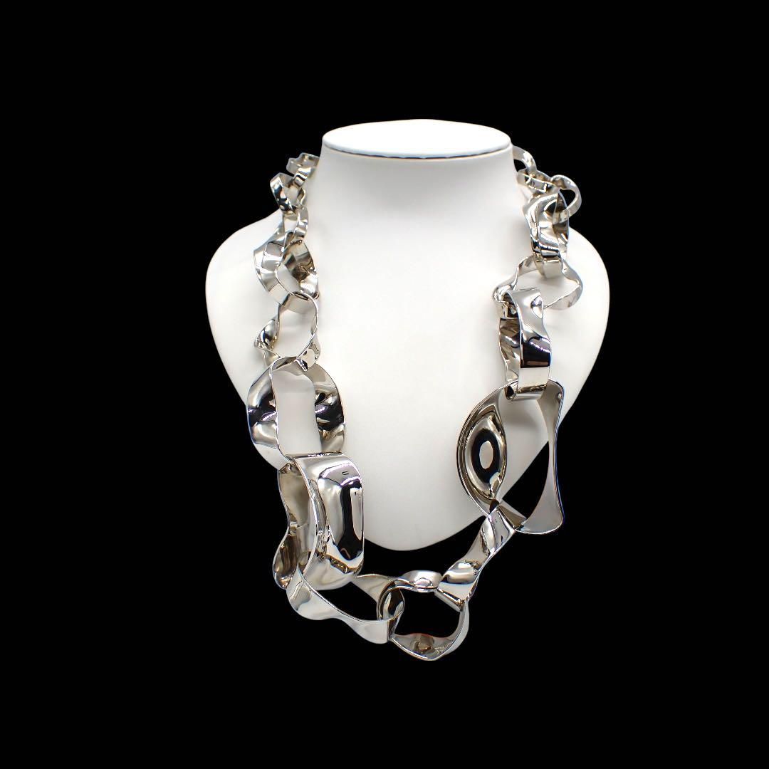 箱 バレンシアガ リンク ネックレス ロング メンズ シルバー 4023