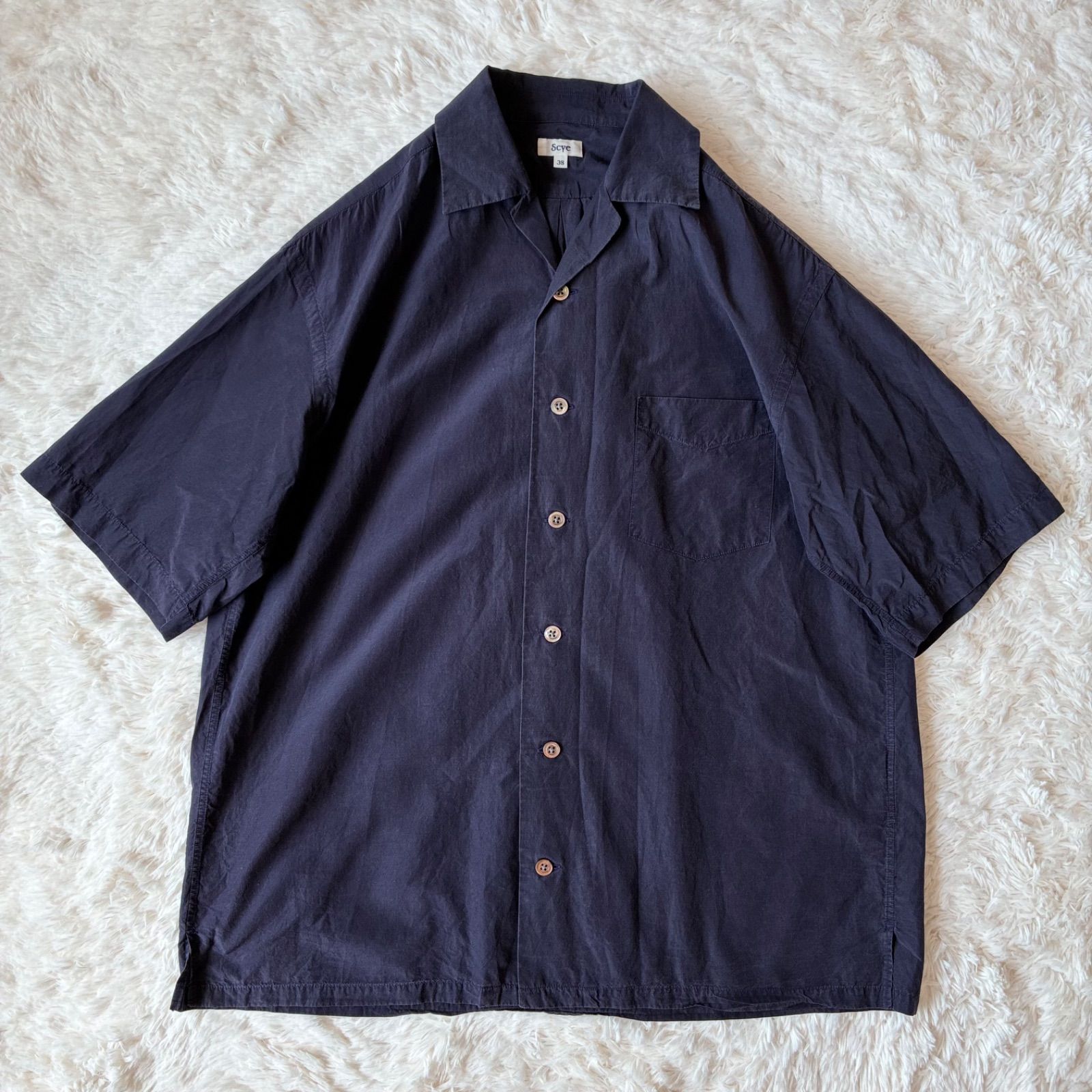 なん scye サイ 2017S/S シルクコットンオープンカラーシャツ Scye サイ 美品 コットンシルクシャツ S/S 1117-31082 オープンカラー