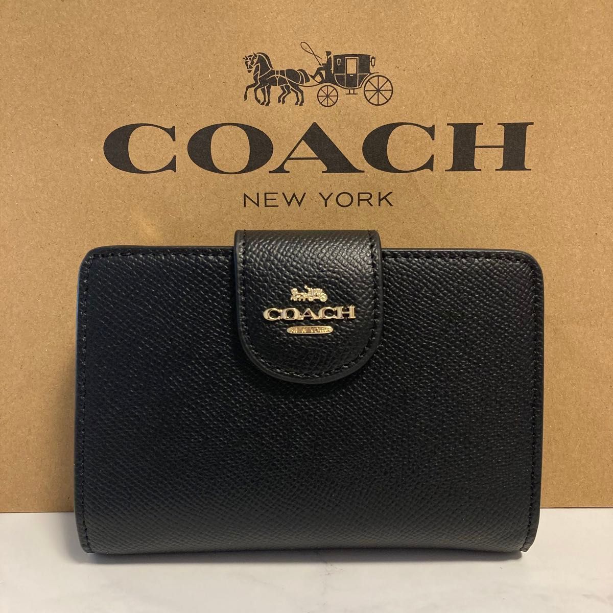 新品未使用 COACH 長財布 コーチ 二つ折り財布 レディース メンズ ブラック 型番 C6390 - メルカリ