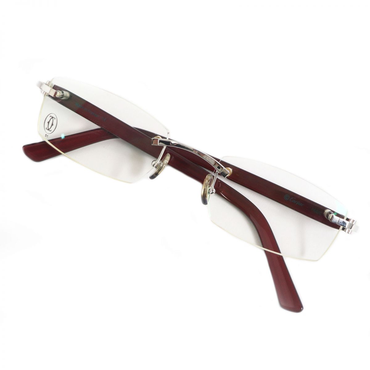 Cartier カルティエ 赤い四角形フレームメガネ 未使用品□Cartier