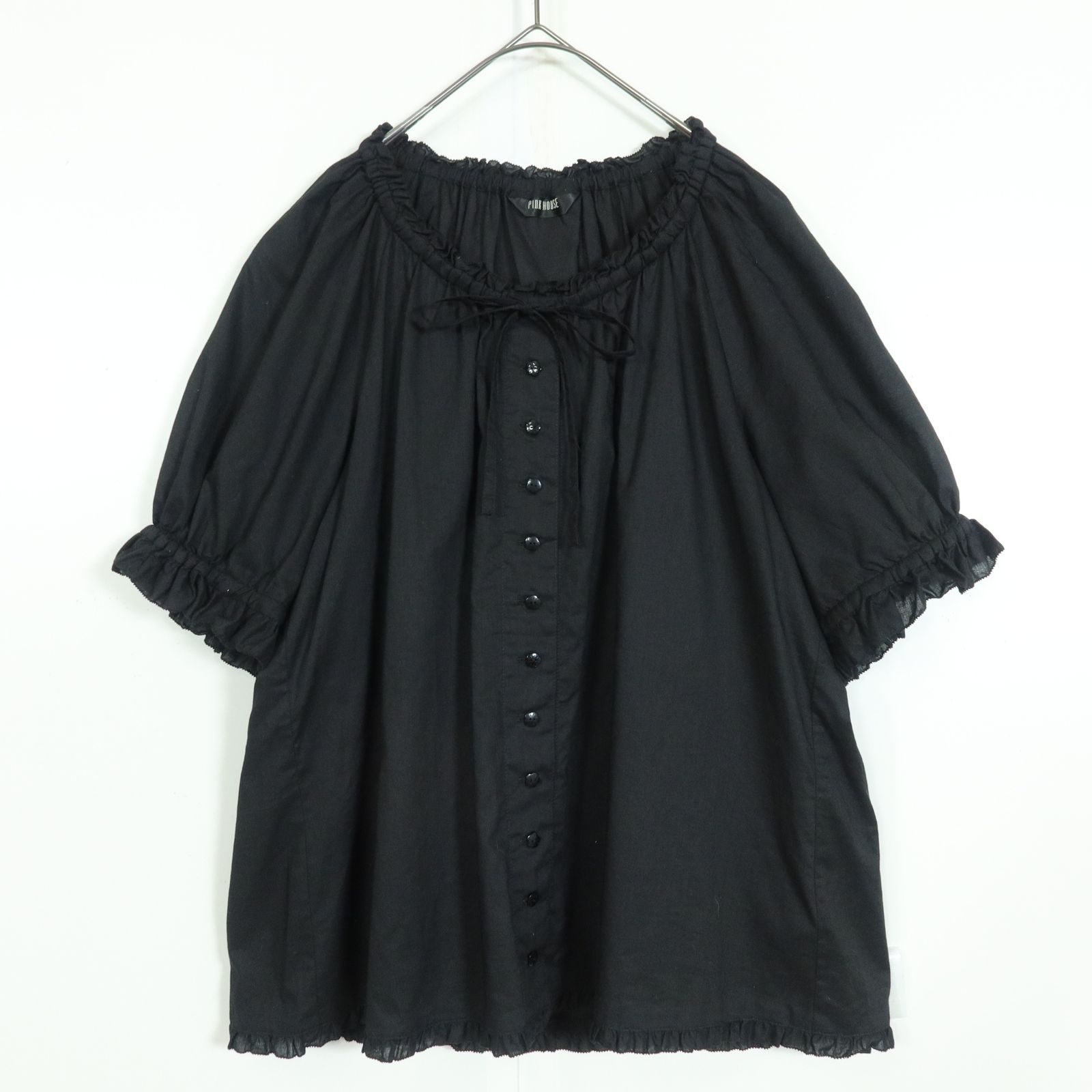 美品】ピンクハウス☆2024年製！ふんわりブラウス 綿ローン 黒系