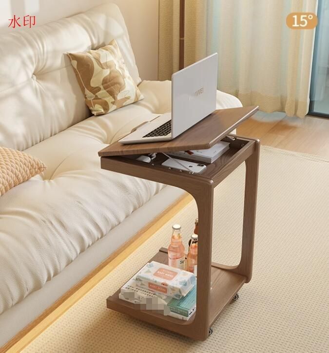 多機能 無垢材のコーヒーテーブル|移動 テーブル|リビング用のフタ付きキャスター付き茶台