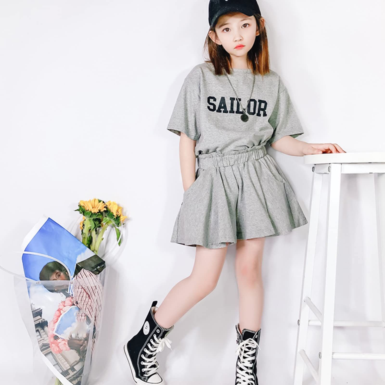 Rolanko] 子供服 女の子 セットアップ 夏服 半袖tシャツ キュロット