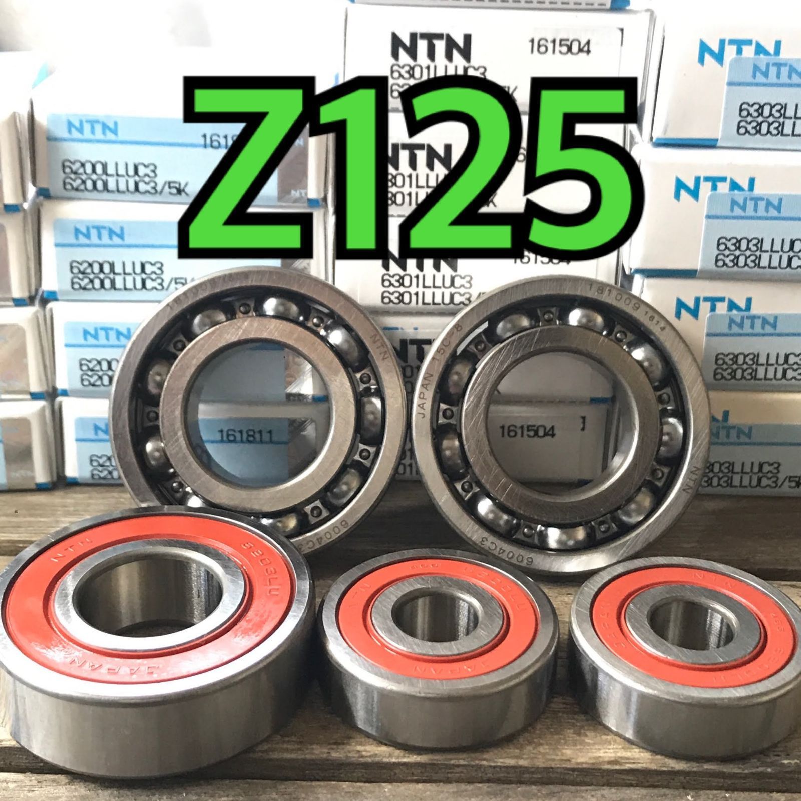 日本製 高耐久性 前後ホイールベアリング Z125 BR125H 合計5個