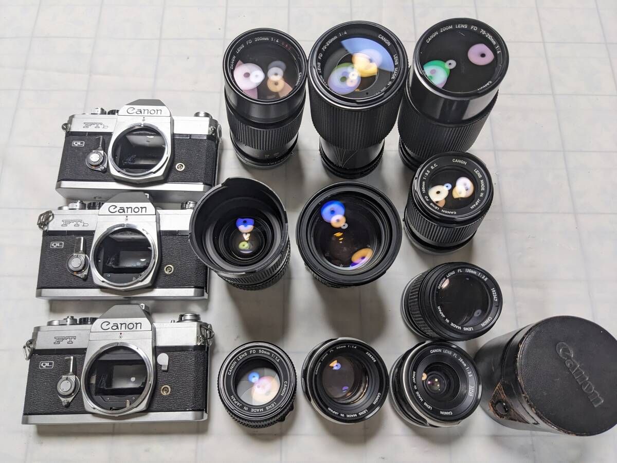 まとめ売り | ジャンク CANON FTb ボディ×3 NEW FD 50mm F1.4 FL 50mm F1.4 35-105mm F3.5等 レンズ 4139_25_15