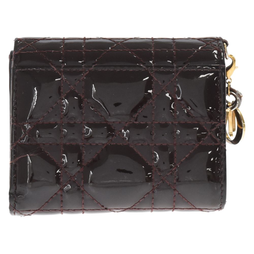 LADY DIOR ロータスウォレット カナージュ パテントカーフスキン