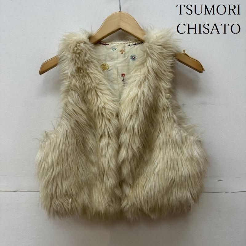 TSUMORI CHISATO ツモリチサト ジャケット、上着 ダウンベスト リバーシブル ファー ベスト 刺繍