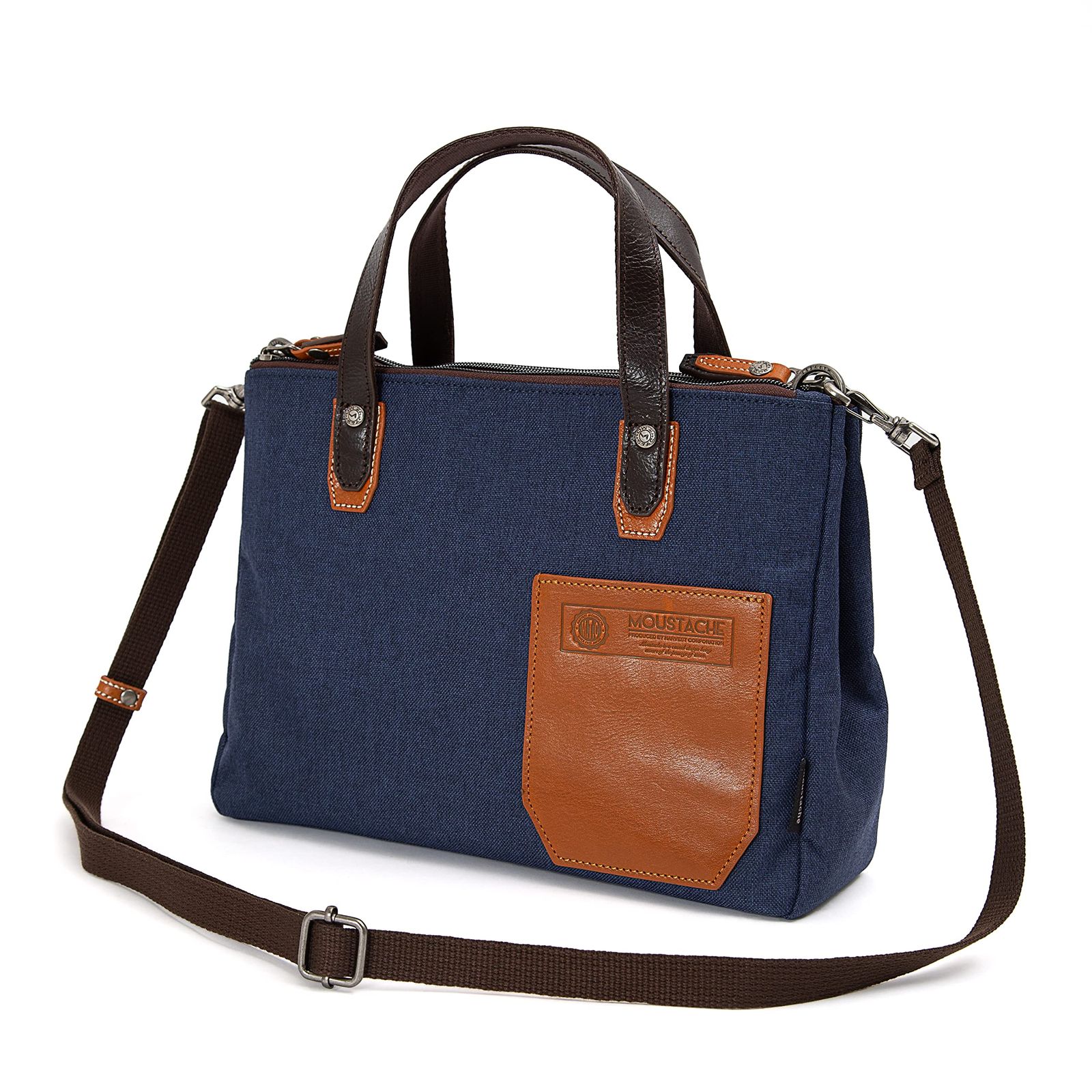 ムスタッシュ トートバッグ ドライビングトート 2 WAY ショルダー トート 小さめ BMX-0512 ネイビー