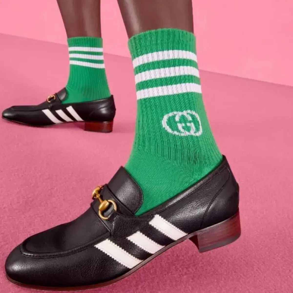 新品未使用 GUCCI×アディダス ハイソックス 靴下 Mサイズ 新品 GUCCI(グッチ) Adidas(アディダス) ソックス 靴下 グリーン