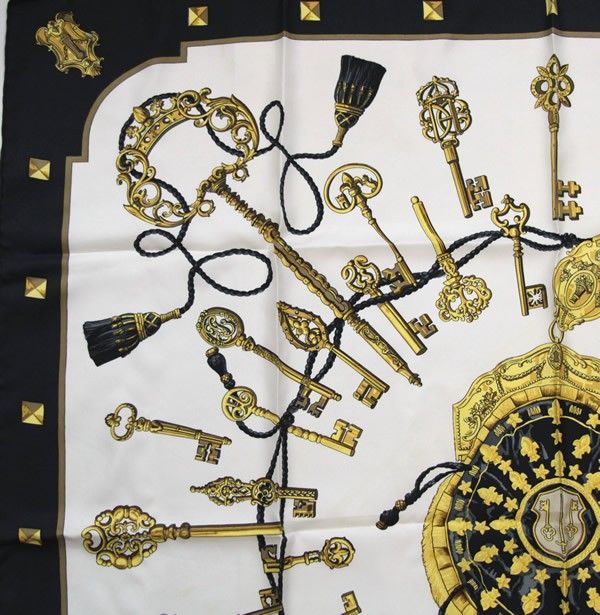 エルメス HERMES カレ90 大判スカーフ LES CLES THE KEYS RARE 鍵柄 シルク100% 72096