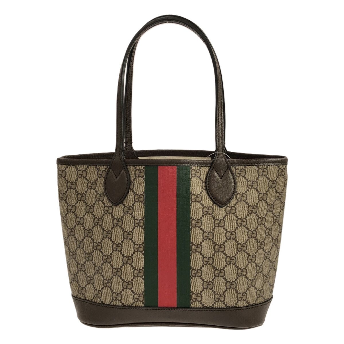 GUCCI(グッチ) トートバッグ美品 オフィディア スモール トートバッグ 726762 グレーベージュ×ブラウン PVC(塩化ビニール)×レザー  - メルカリ