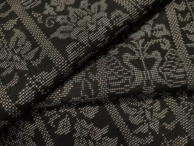 平和屋着物●本場大島紬　9マルキ　泥染め　花鳥更紗唐草間道　正絹　逸品　CAAS6819yc 平和屋着物○本場大島紬 9マルキ 泥染め 花鳥更紗唐草間道 正絹 逸品