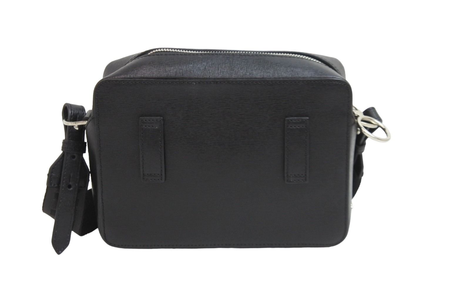 OFF WHITE オフホワイト カメラバッグ ショルダーバッグ イタリア製 レザー ブラック ホワイト シルバー金具 美品 中古 53659 OFF WHITE オフホワイト カメラバッグ ショルダーバッグ イタリア製