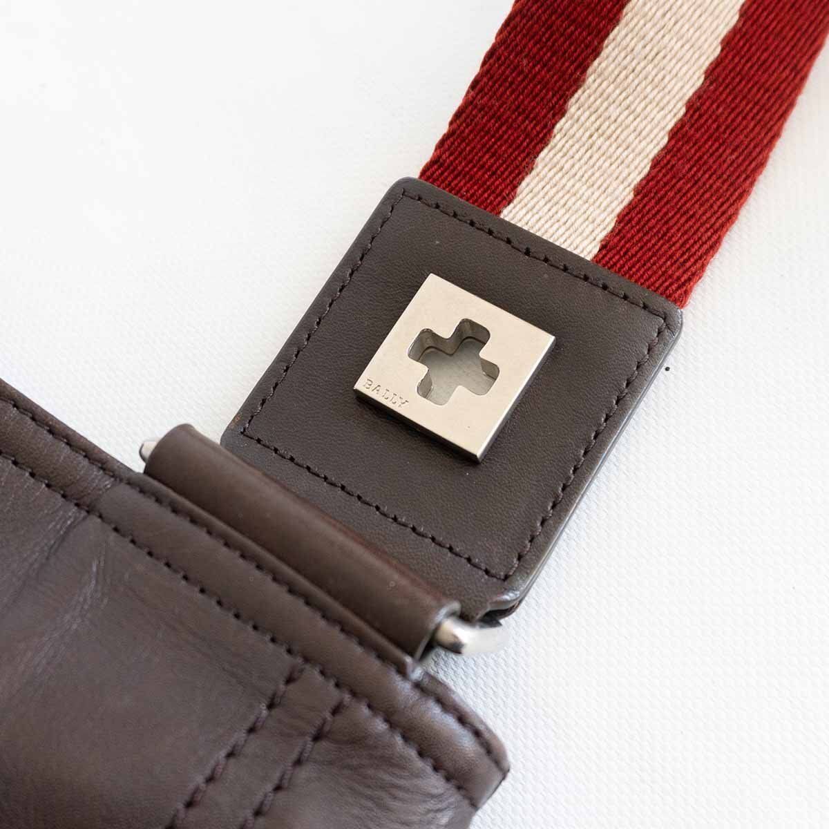 定番】BALLY 【レザー ショルダーバッグ】ブラウン トレイン