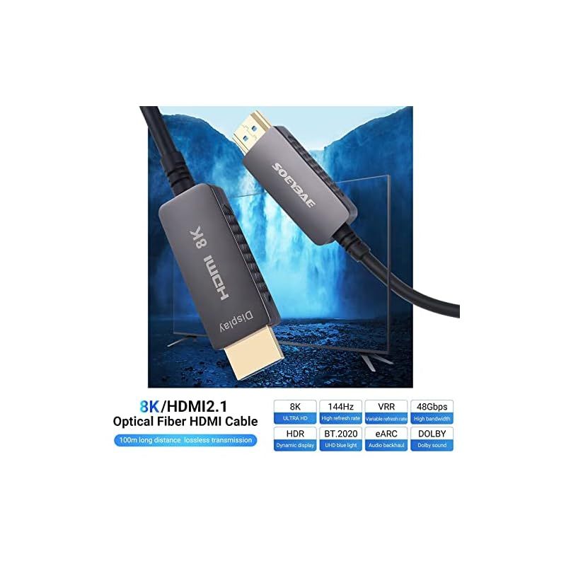 ☆ファイバー8K HDMI ケーブルハイスピード 48Gbps HDMI 黒