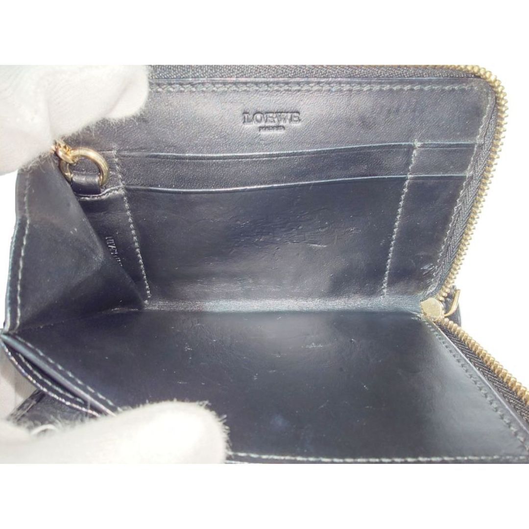 極美品 ロエベ アナグラム L字ファスナー コインケース レザー ミニ財布 LOEWE ロエベ アナグラム 総柄 L型ジップ コインケース キー