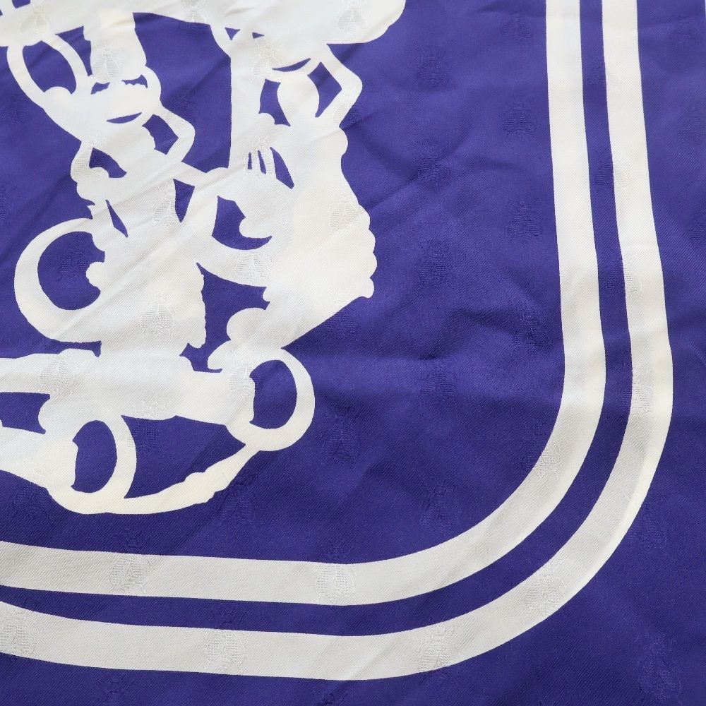 HERMES BRIDES de GALA シルクスカーフ　カレ90濃紺ホワイト エルメス スカーフ シルク ネイビー カレ70 BRIDES DE GARA