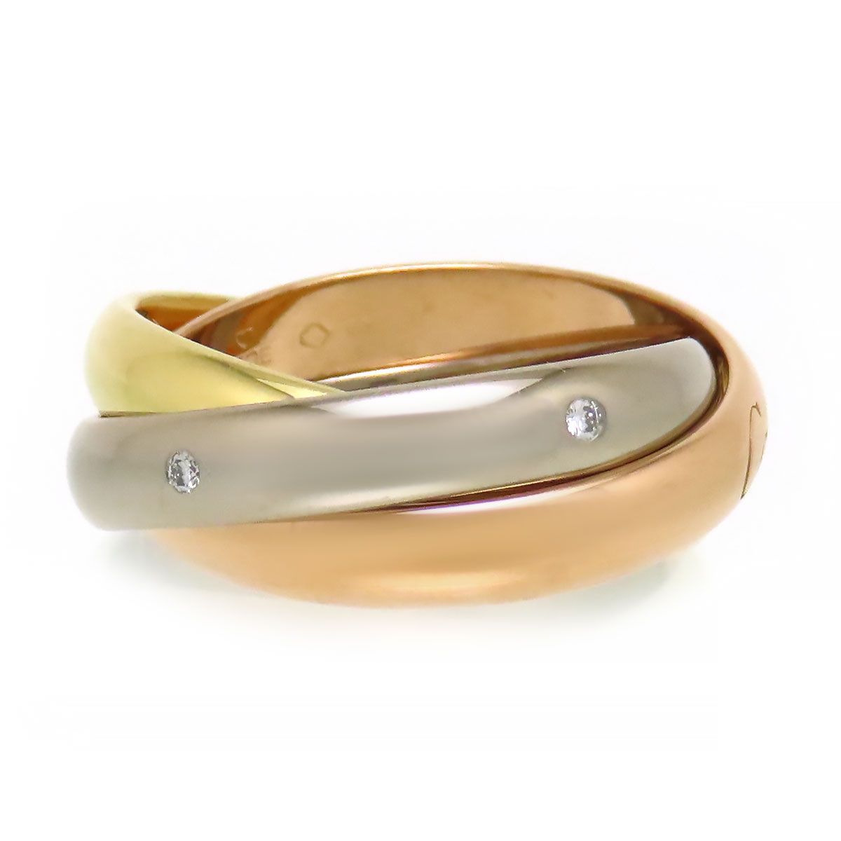 カルティエ トリニティ ダイヤモンド リング #50 750 (K18YG K18PG