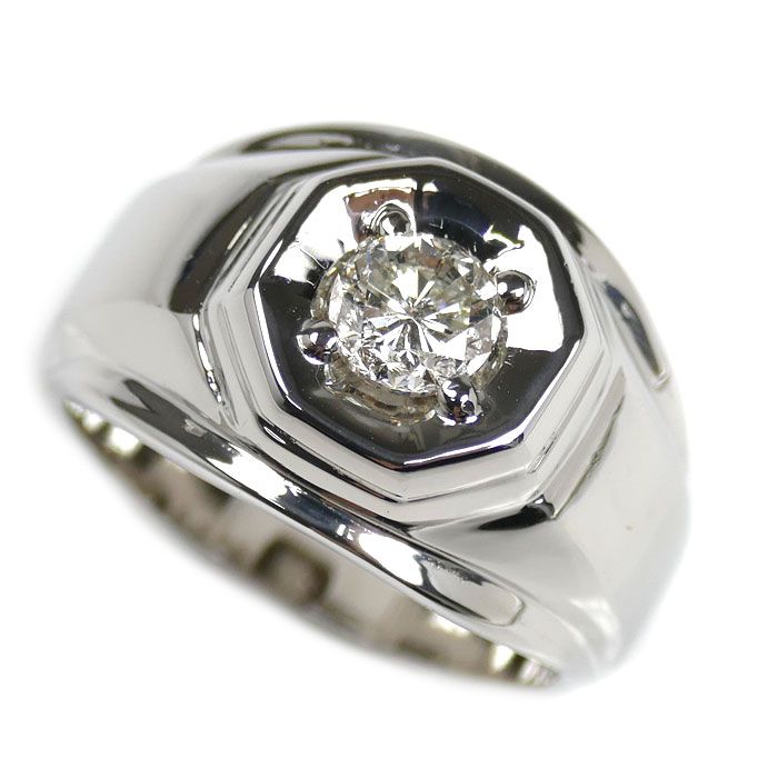 K18WG ホワイトゴールド リング 指輪 ダイヤモンド1.021ct 24号 16.9g メンズ
