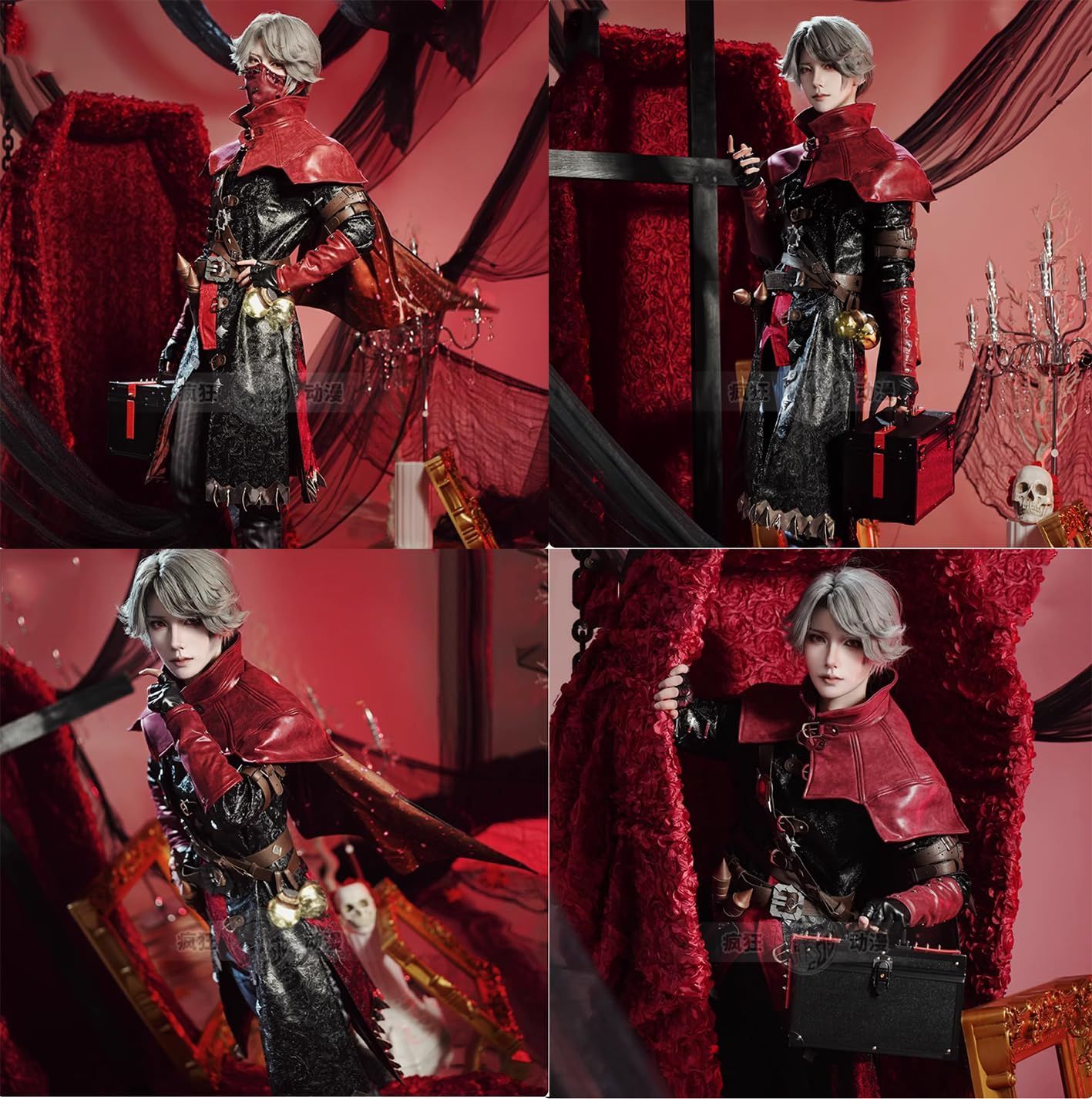 PJKHJUY アイデンティティV 第五人格 納棺師 コスプレ エクソシストル 衣装 Identity V ウィッグ追加 ハロウィン 夏祭り クリスマス ハロウィン