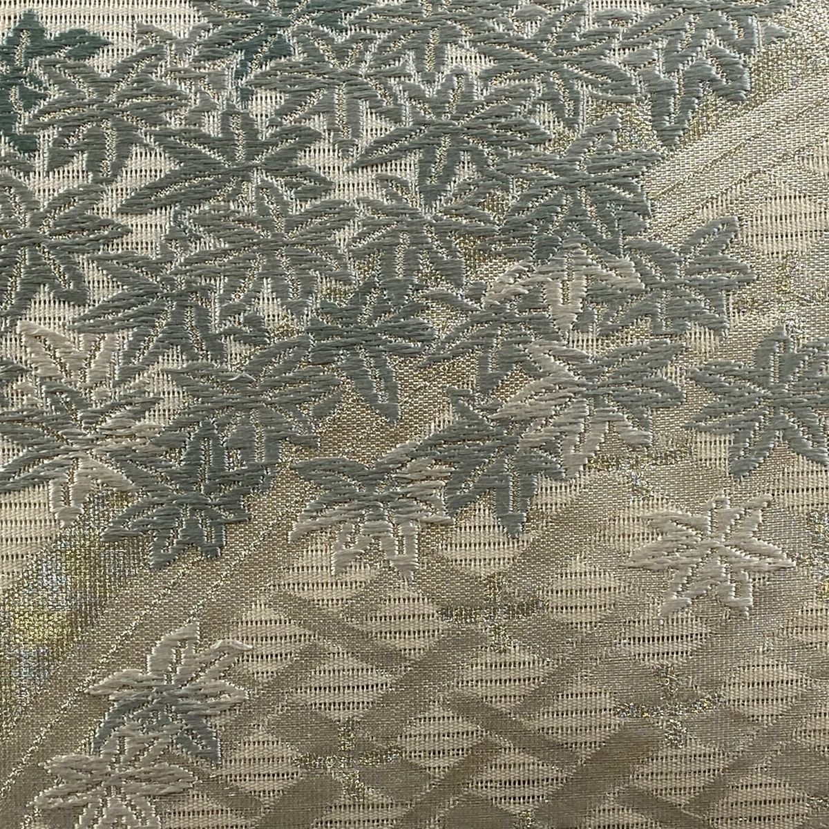 袋帯 秀品 夏帯 絽 萩 楓 銀糸 箔 ベージュ 六通 正絹