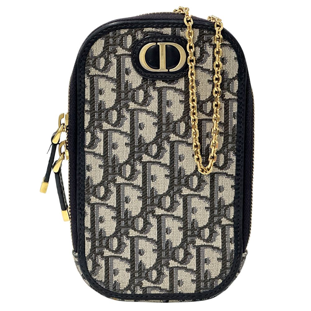 ディオール Dior バッグ レディース ブランド モンテーニュ オブリーク ショルダーバッグ ジャガード フォンホルダー ネイビー ベージュ トロッター 2way 手持ち 斜めかけ チェーンショルダー