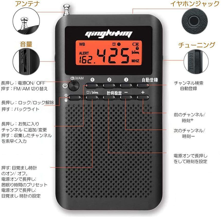 ラジオ 防災 ポータブルラジオ ポケットラジオ 携帯ラジオ