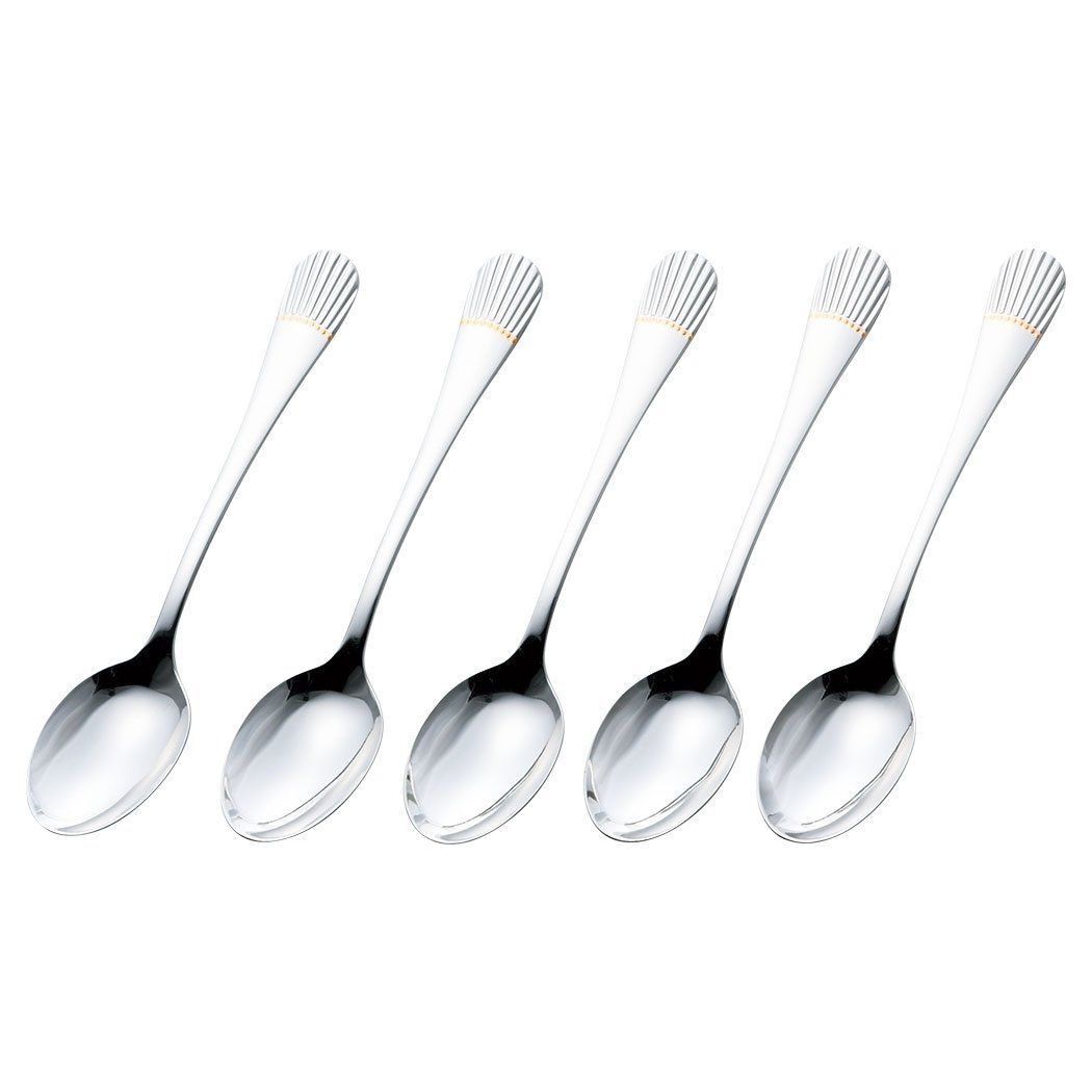 新品 Noritake ノリタケ ティー スプーン セット 13.1cm スタークレスト 5本 部分 金 メッキ ステンレス T5Y/210AK