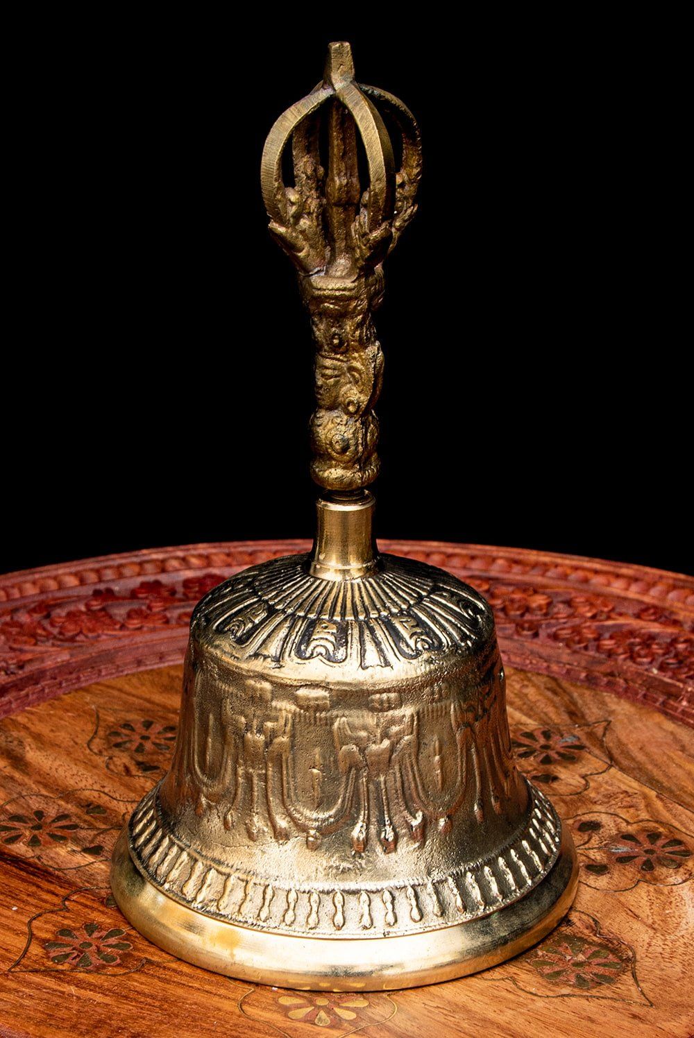 密教法具 金剛鈴 ガンター と金剛杵 ヴァジュラ のセット 高さ20.5cm | ハンドベル ガンター ヴァジュラ 密