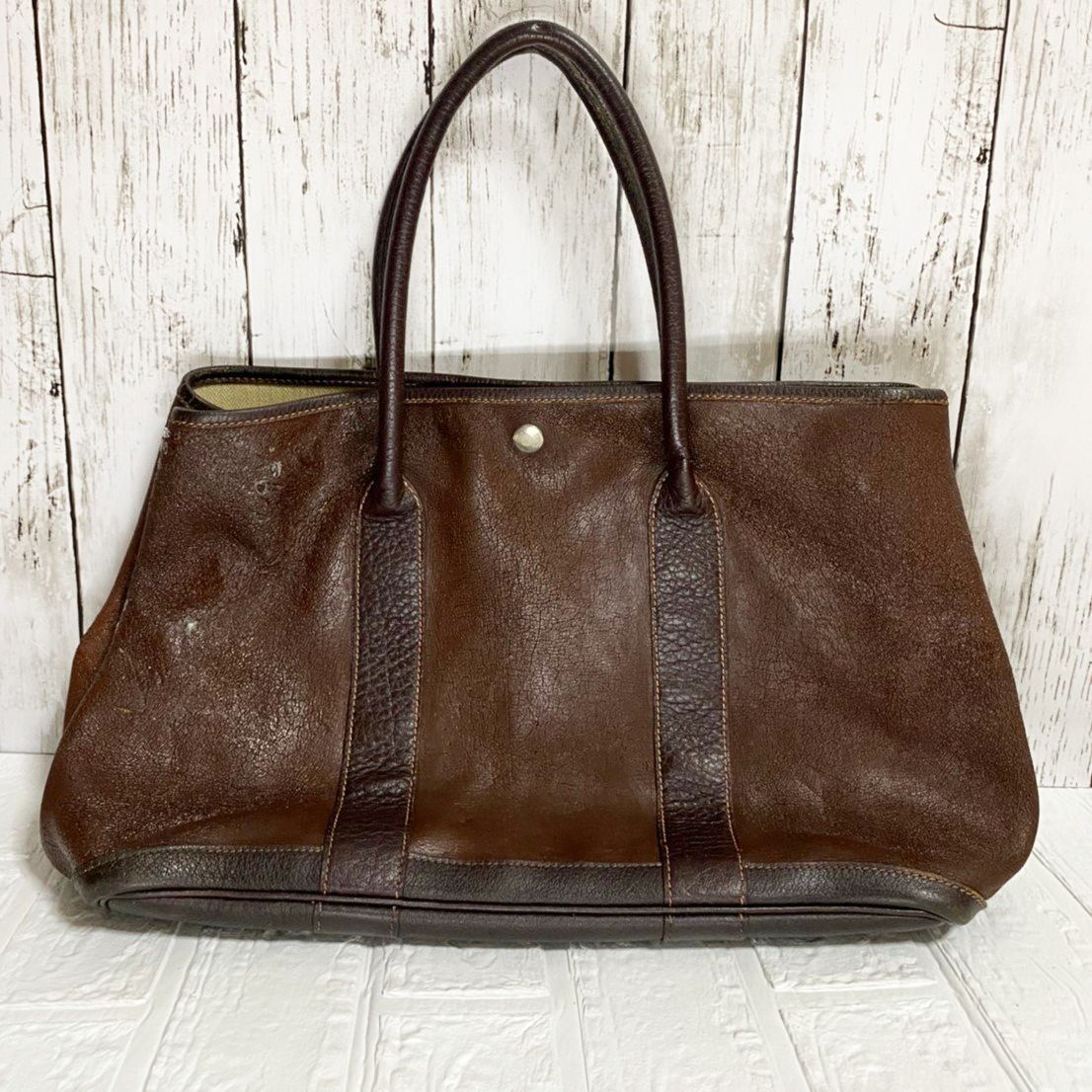 HERMES エルメス ガーデンパーティPM アマゾニア ダークブラウン □G刻  