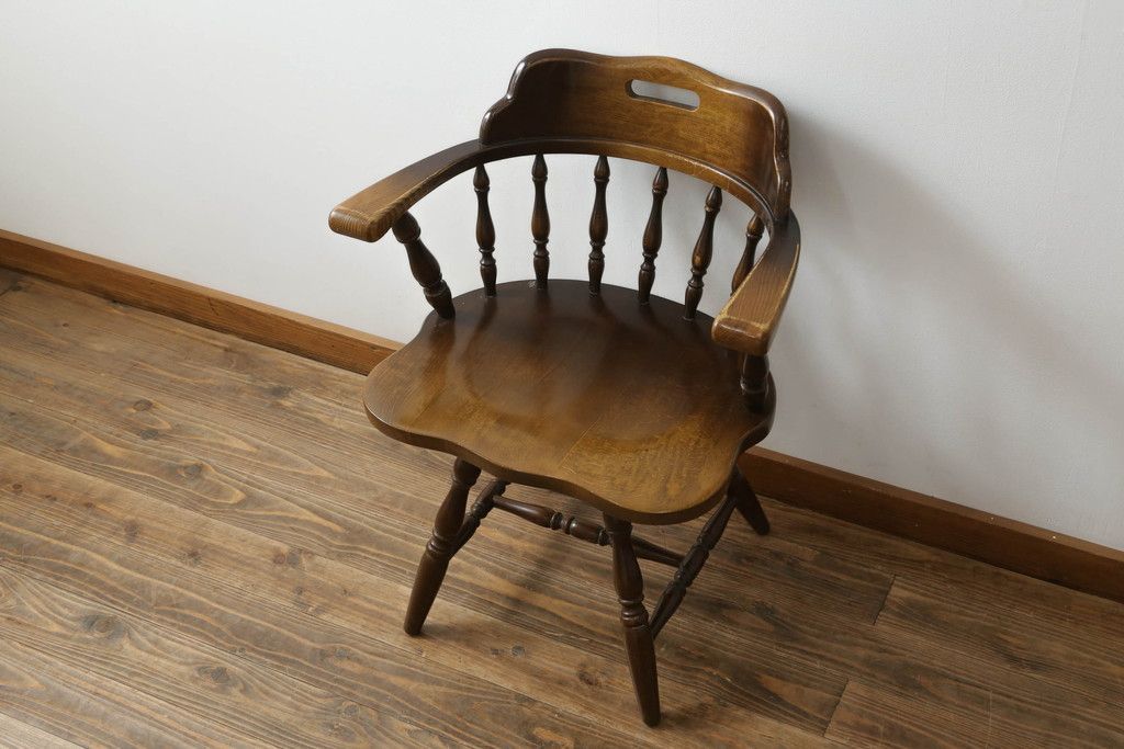 ①karimoku カリモク アームチェア ダイニングチェア アンティーク IZ