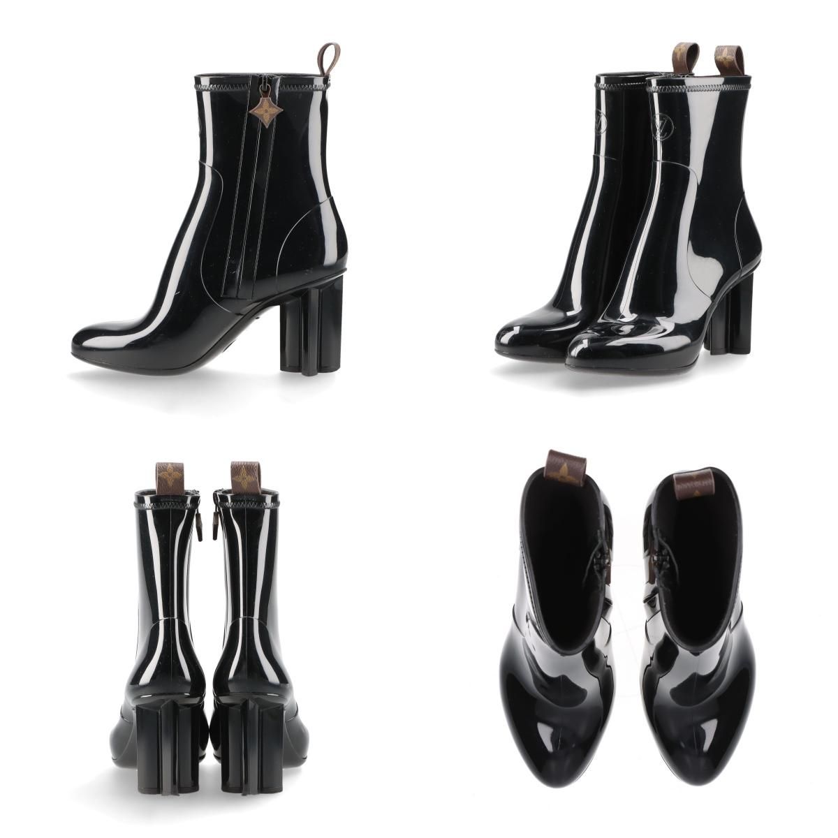  LOUIS VUITTON ルイ ヴィトン ブーツ シルエット アンクル ライン ヒール PVC Size 37 ショート レイン 24 cm ブーツ 靴