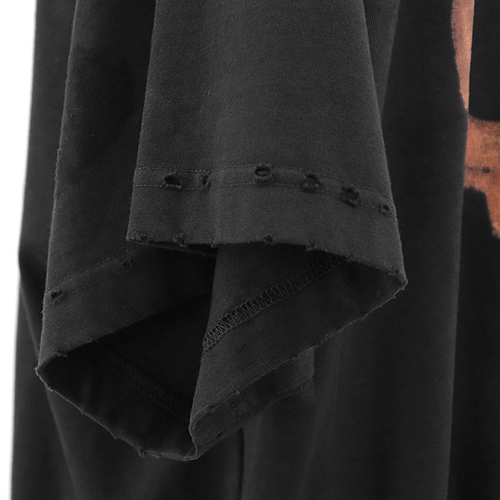 一般家庭用 BALENCIAGA バレンシアガ Tシャツ デストロイ ダメージ加工 シグネチャー BB ロゴ ビッグシルエット オーバーサイズ プルオーバー 半袖 カットソー トップス メンズ レディース ユニセックス サイズ 2 黒 ポルトガル製