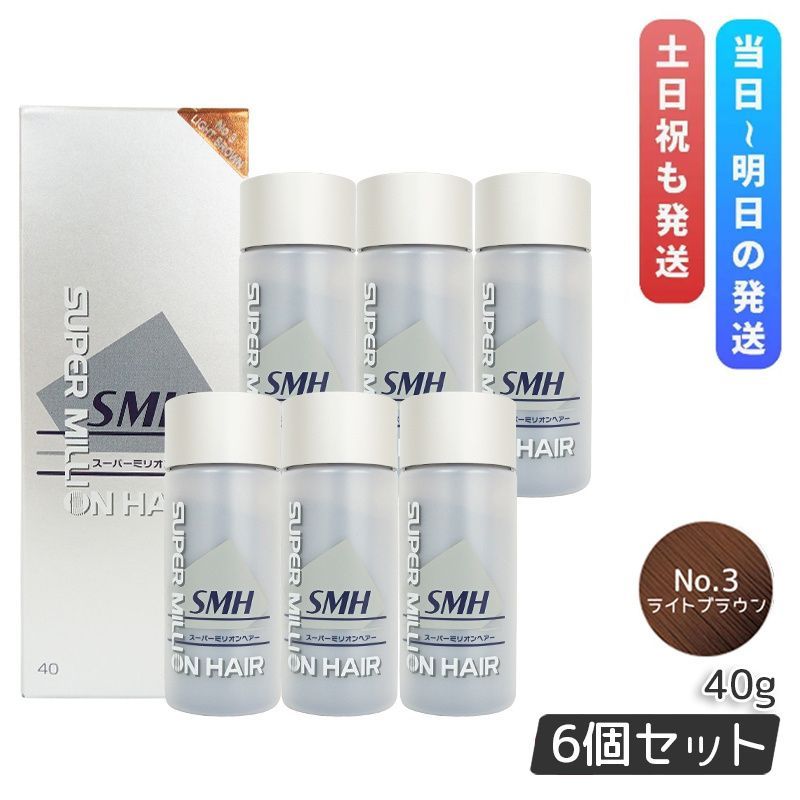 ルアン スーパーミリオンヘアー 40g No.3 ライトブラウン 6個セット 薄毛隠し 薄毛 分け目 つむじ ボリューム 植物系抗菌繊維