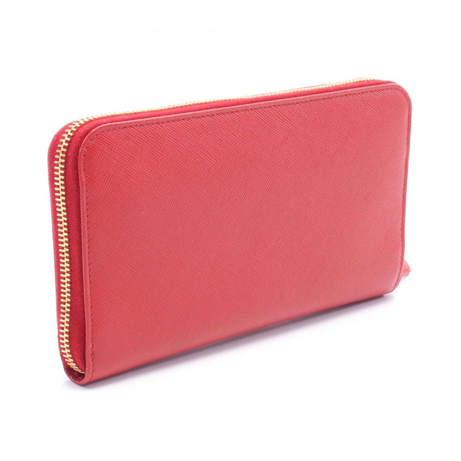 プラダ PRADA SAFFIANO TRIANG ラウンド長財布 財布 サフィアーノレザー レディース レッド系 【中古】 プラダ 二つ折り財布 レディース サフィアーノ トライアングルロゴ