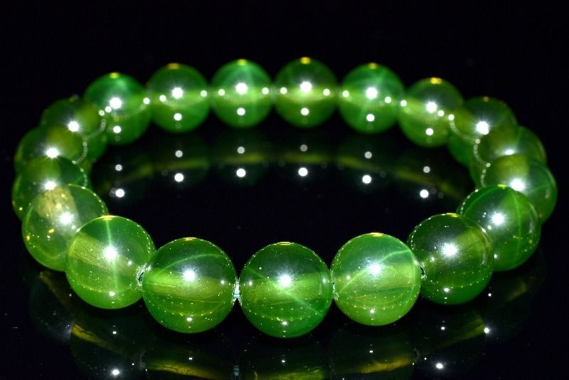 １点物 6条スター スターグリーンサファイア 合成コランダム 10mm ブレスレット パワーストーン 天然石 _MB116