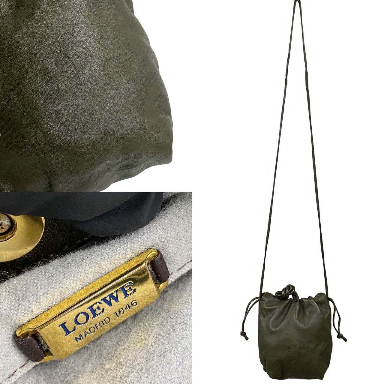 LOEWE ロエベ ショルダーバッグ ナッパレザー カーキ アナグラム 