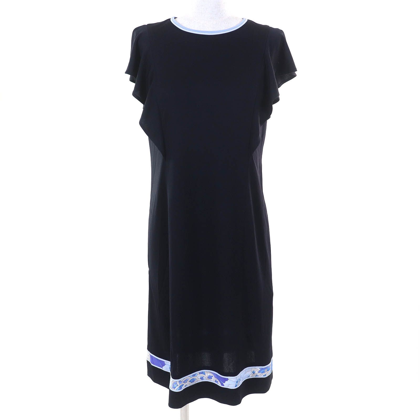 15e8 LEONARD FASHION レオナール 半袖 膝丈ワンピース 美しい花