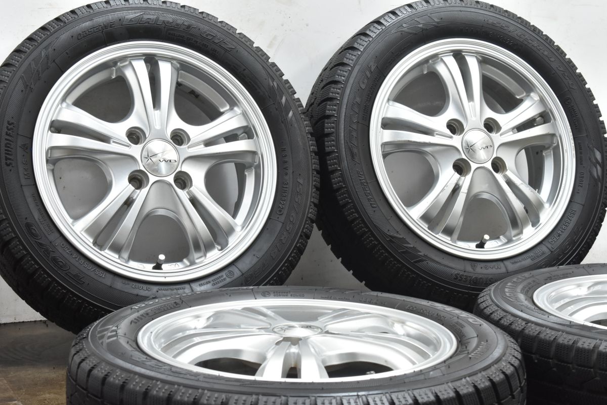バリ溝 WB 14in 4.5J 44 PCD100 製 ト―ヨー オブザーブ ガリット GIZ2 155 65R14 N-ONE N-BOX ワゴンR アルトタント ムーヴ