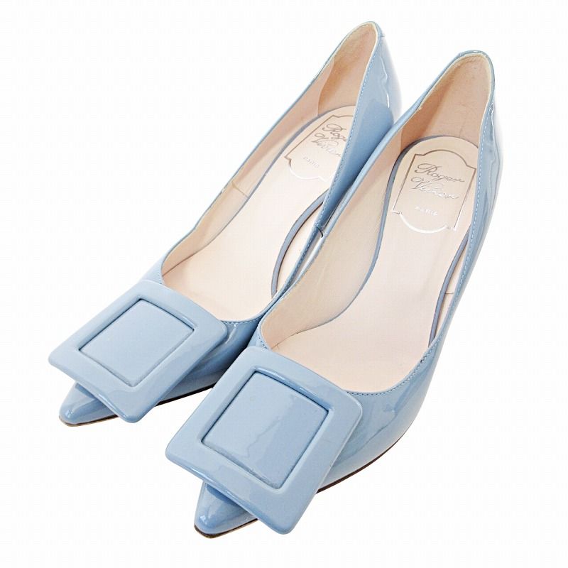 Roger Vivier ロジェヴィヴィエ　エナメルバックルパンプス　35 ブルー Woman ヴィヴ イン ザ シティ スエード パンプス