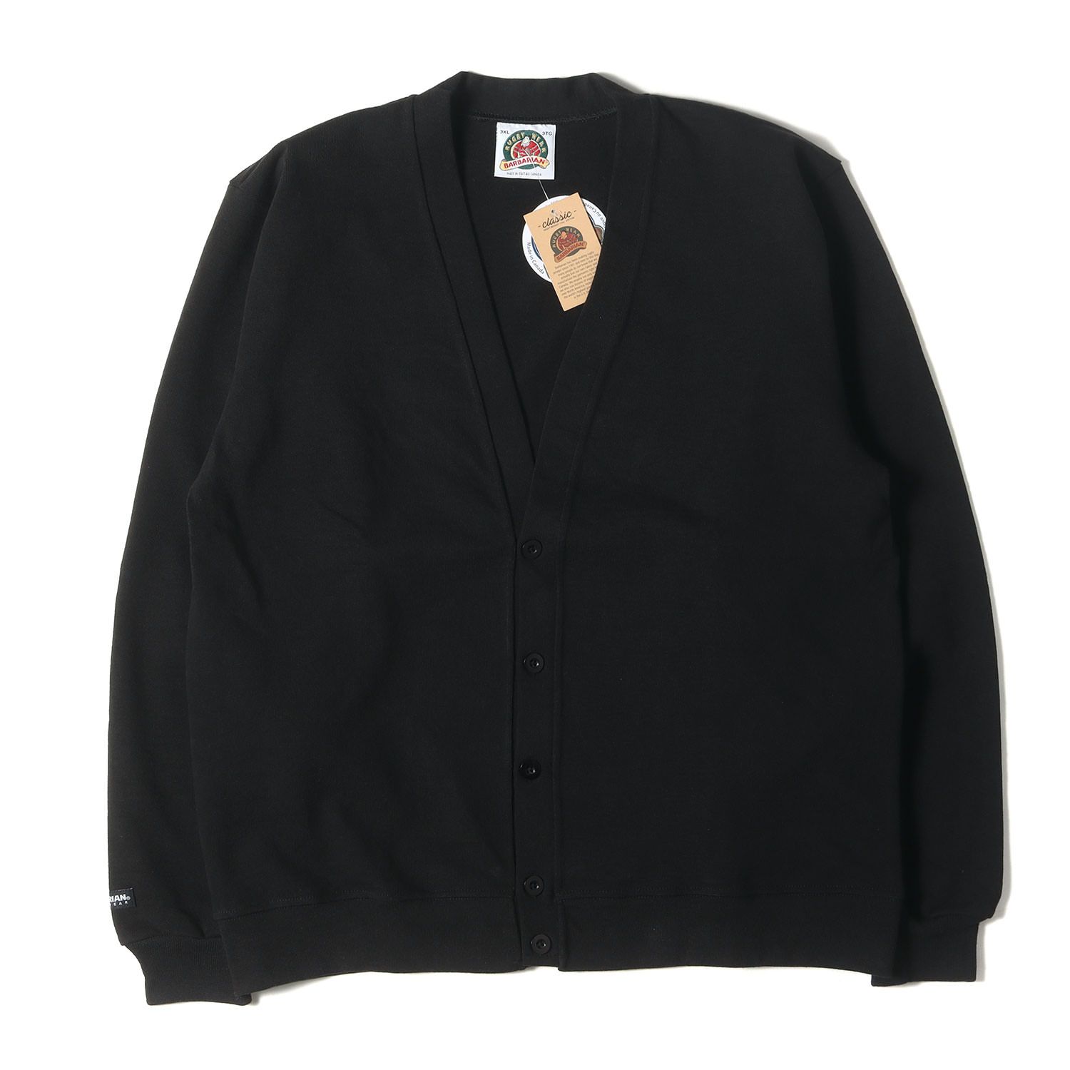 BARBARIAN バーバリアン カーディガン サイズ 3XL | スウェット カーディガン | RUGBY WEAR | ブラック 黒 | トップス トレーナー 羽織り メンズ