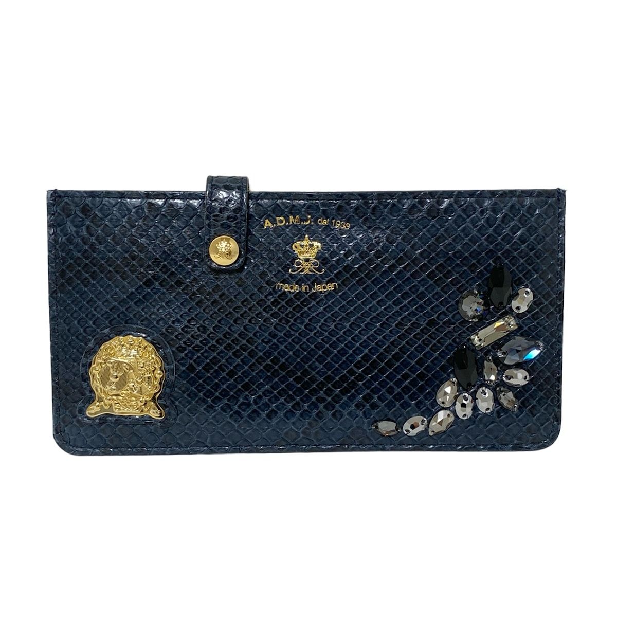 AccessoiresDeMademoiselle ADMJ アクセソワ ドゥ マドモワゼル 長財布 - ダークネイビー スワロフスキー