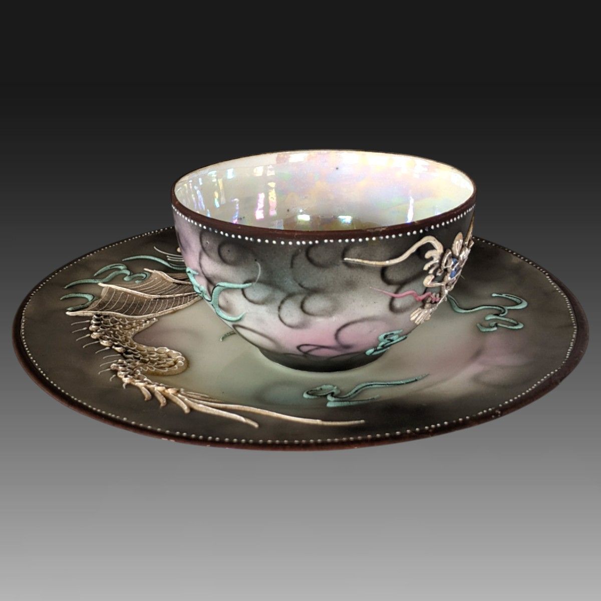 里帰り品　カップ＆ソーサー オールドノリタケ 金彩 花鳥図 カップ＆ソーサー 里帰り品