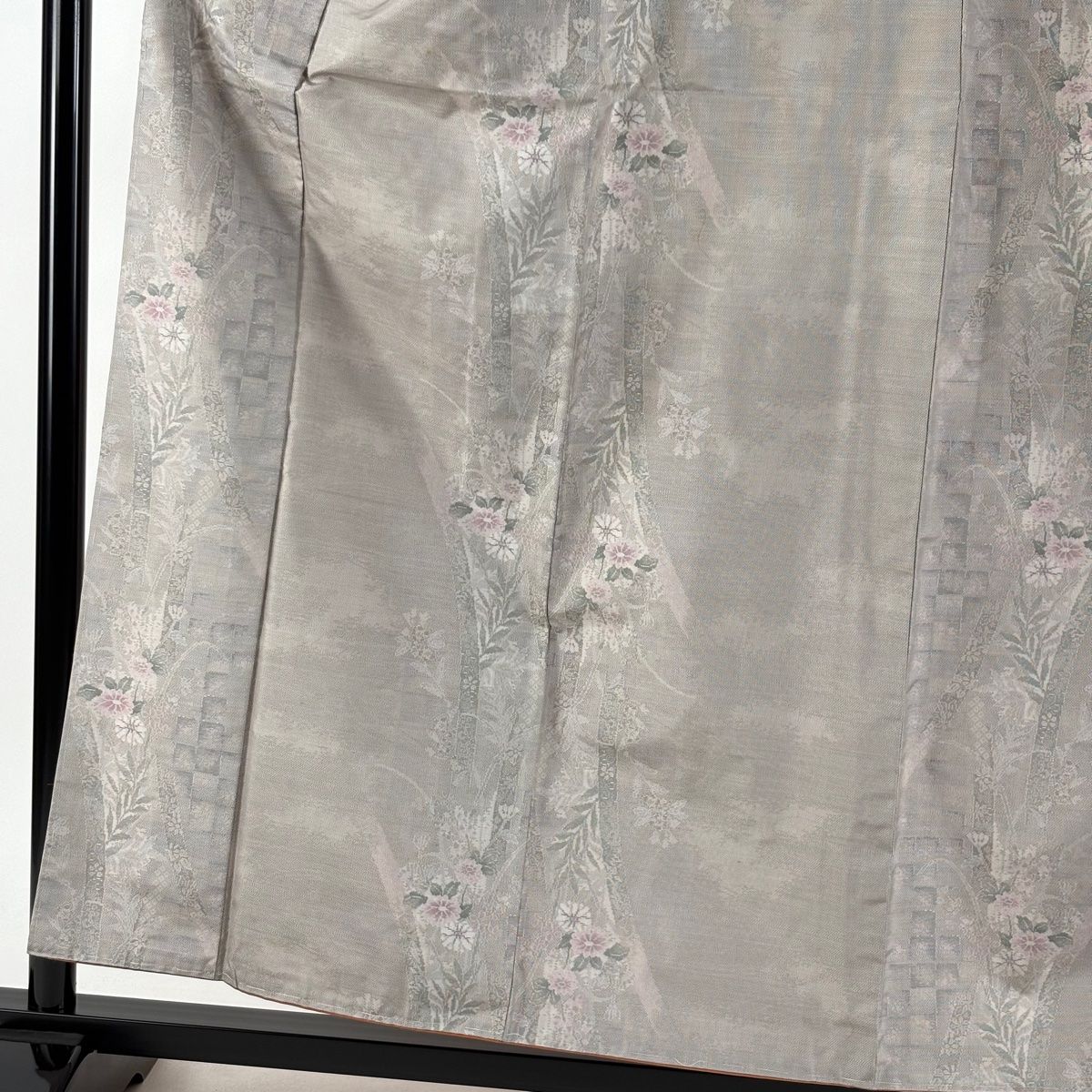 大島紬 身丈164.5cm 裄丈64cm M 袷 都喜ヱ門 証紙あり 椿 青灰色 正絹  