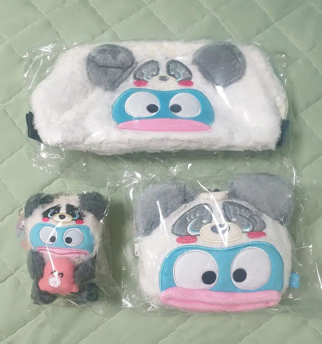 サンリオ ハンギョドン パンダ ポーチ マスコット 人形 3 犬 まとめ売り